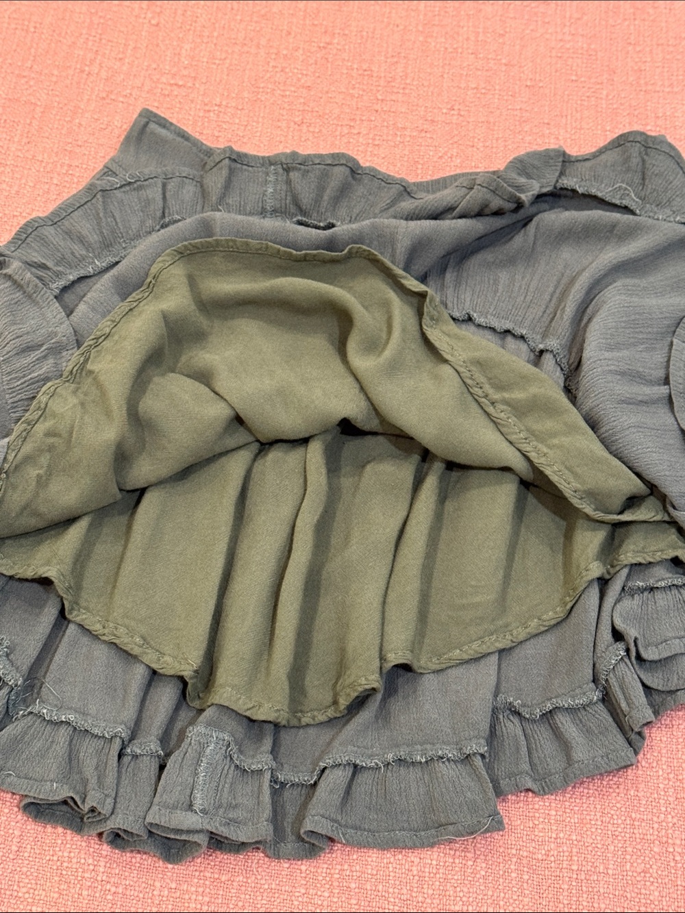 ILLA ILLA small green Tiered Ruffle lined Mini Skirt - Picture 4 of 11